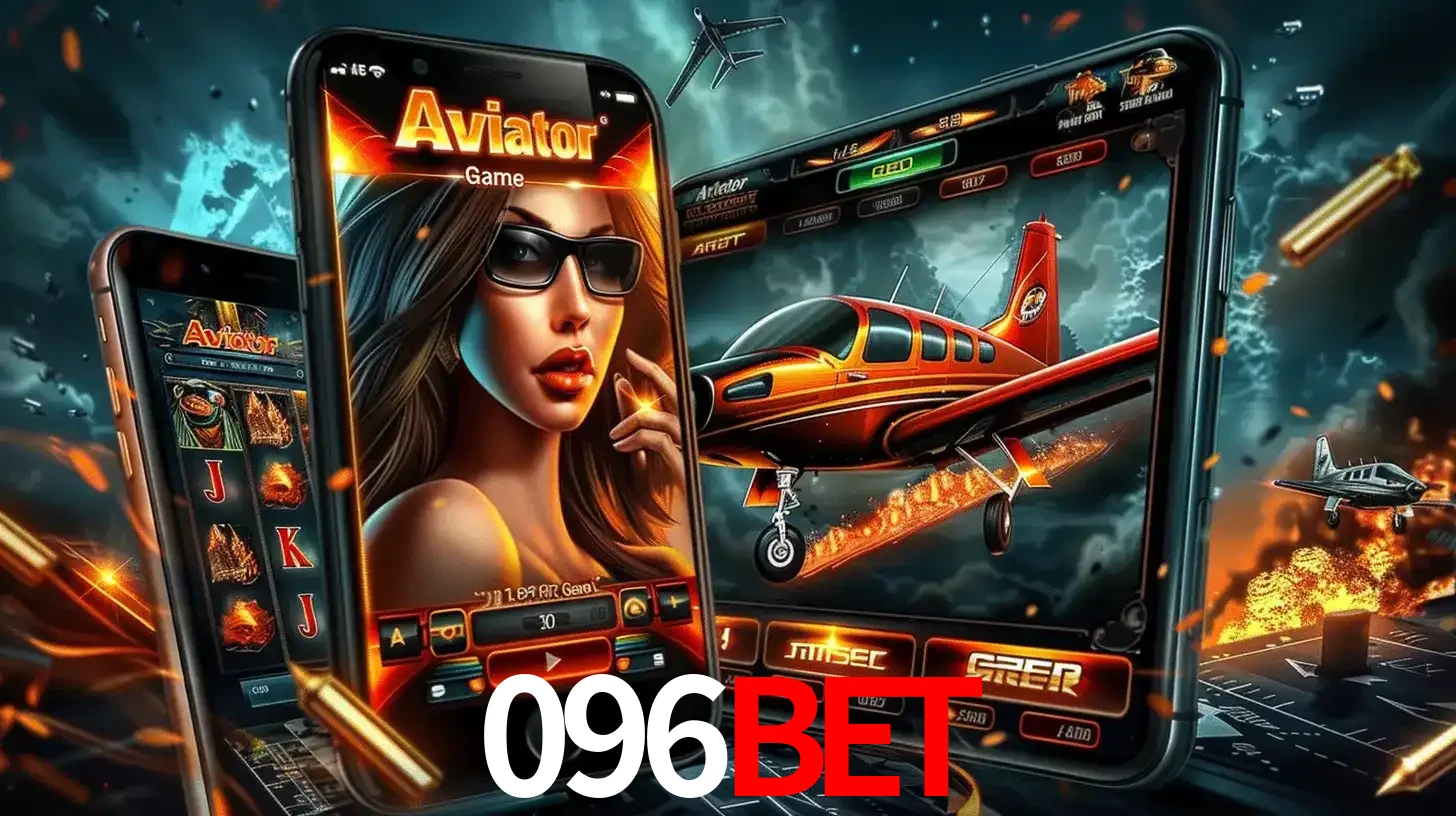 O popular jogo de apostas Aviator exibido em vários celulares e tablets, mostrando a interface emocionante e a ação de voo disponíveis para jogar agora no 096bet.