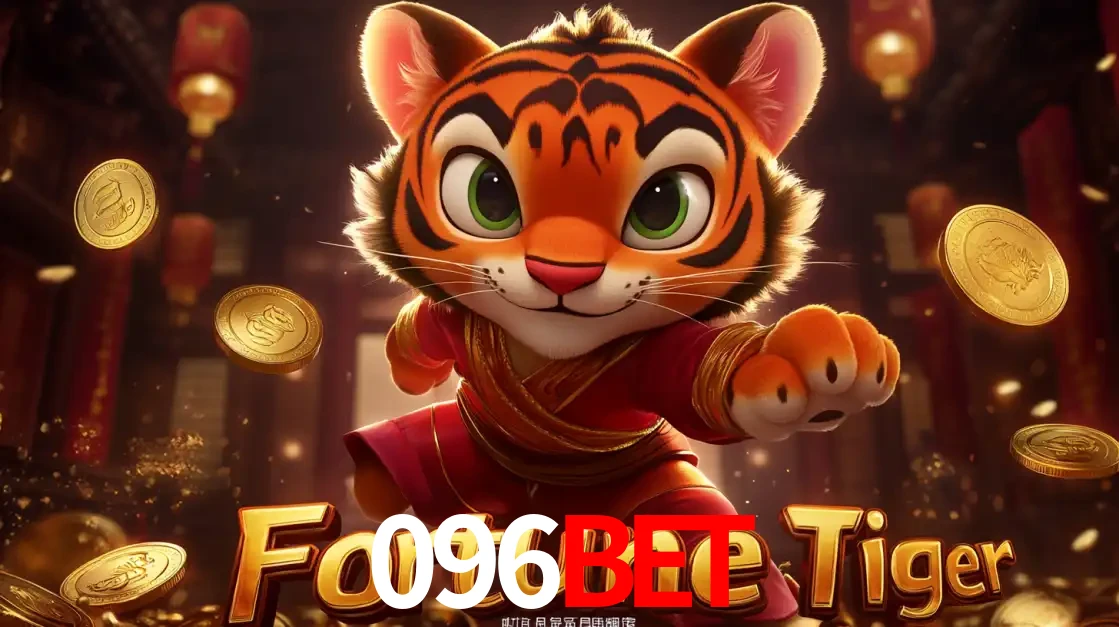 O carismático mascote do jogo de slot Fortune Tiger, um tigre fofo em pose de artes marciais, pronto para trazer sorte e multiplicadores de ganhos no cassino online 096bet.