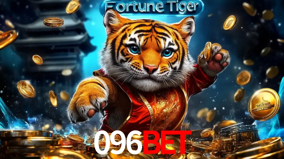 Imagem promocional do jogo de slot Fortune Tiger, com um tigre majestoso em traje tradicional cercado por uma fortuna em moedas de ouro, disponível agora no cassino 096bet.